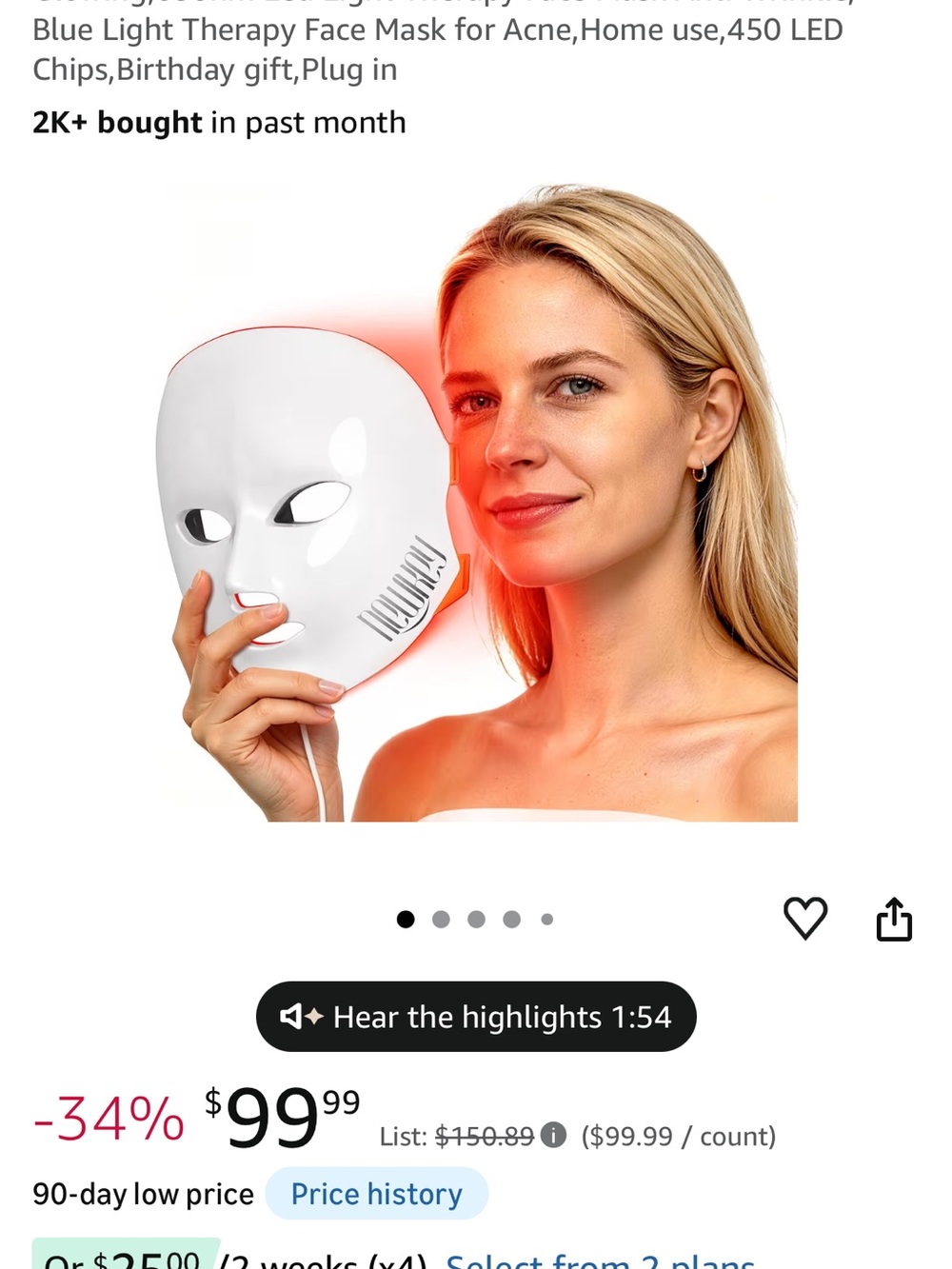 White LED Light Therapy Face Mask for Women – Visible Results